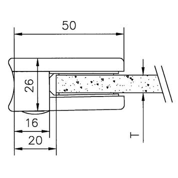 Glasklemme zur Montage an Rohren von 38,1-42,4 mm ø / 6 und 8 mm