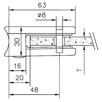 Glasklemme zur Montage an Rohren von 48,3-50,8 mm ø / 6, 8 und 10 mm
